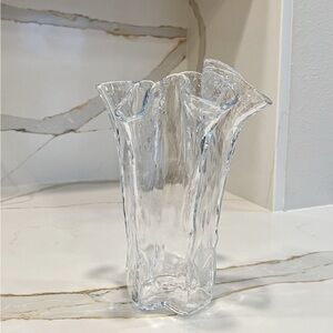 Crate and Barrel Muurla Finland Eva Ruffled Glass Vase